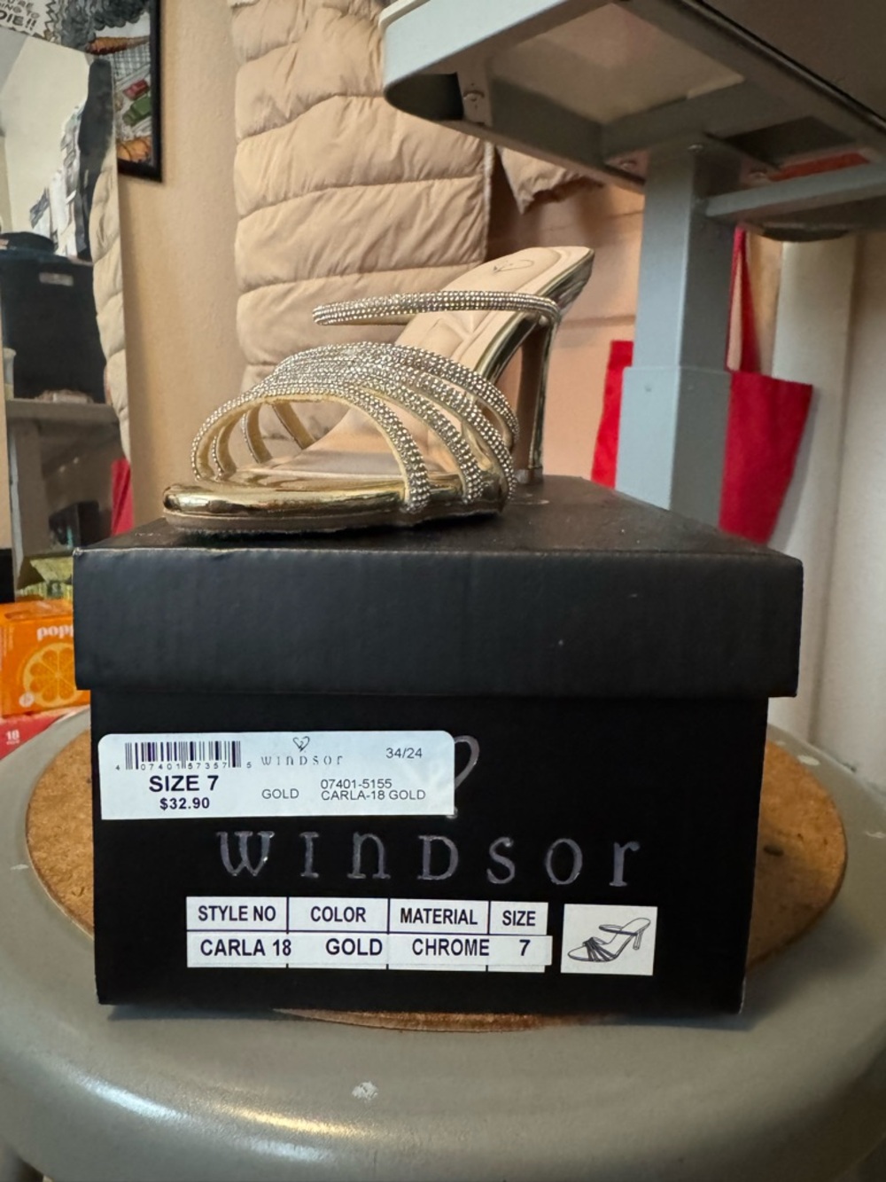 Windsor Gold Strappy Rhinestone Heel Sandal